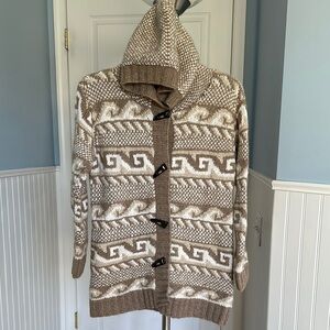 Neiman Marcus  Hand knit Cream Cardigan with Hood  100% cashmere